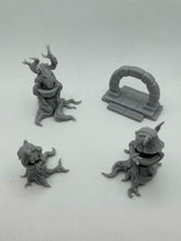 Load image into Gallery viewer, DnD Puzzle Encounter Set | Woodland Totem Puzzle Set | Druid Totem Miniatures | Magic Portal Puzzle | 32mm Tabletop RPG
