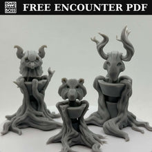 Load image into Gallery viewer, DnD Puzzle Encounter Set | Woodland Totem Puzzle Set | Druid Totem Miniatures | Magic Portal Puzzle | 32mm Tabletop RPG
