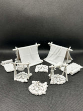 Load image into Gallery viewer, Campsite Starter Scene - 32mm Resin Camp Terrain Set for DnD, Pathfinder &amp; Tabletop RPGs
