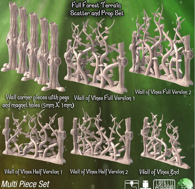 Forest Terrain Set 2| Vine Wall with holes for Magnets | Forest Portal | Vine Wall Terrain | Dungeons and Dragons | 32mm| Sync Ratio Systems