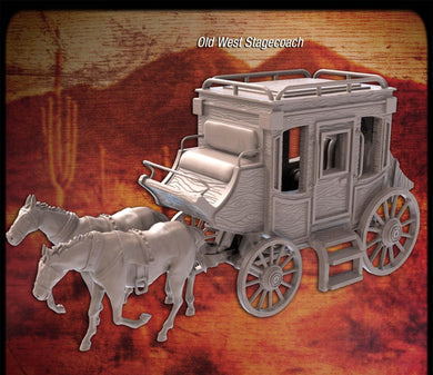 Western Terrain Set 1 | Horse Drawn Carriage | Stagecoach | Wagon | Horse | Wanted Sign | Hay Bale | Western Terrain | RPG Terrain | 32mm
