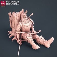 Load image into Gallery viewer, Injured Villager Set - Hurt Townsfolk - Peasant Set - Tabletop Terrain/Scatter Terrain/Miniatures Terrain/Dungeons and Dragons/Pathfinder/5E
